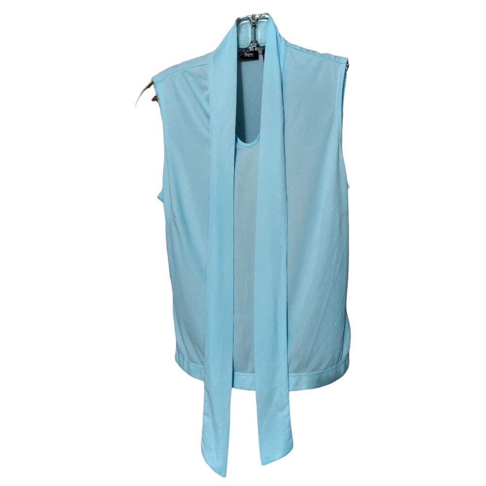 Mossimo Sleeveless Blouse | Medium | Sky Blue | Ties At Neck | Pinhole Flaws |